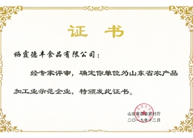 山東省農產品加工示范企業(yè)